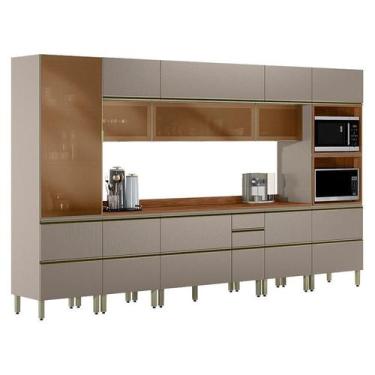 Imagem de Cozinha Modulada Proença 8 peças Torre Quente e Cristaleira Nogueira N