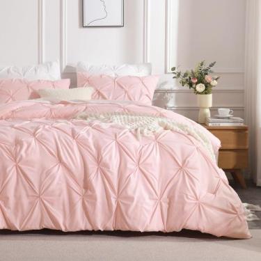 Imagem de Conjunto de edredom Andency Pink Full Size Pinch Pleat, 3 peças