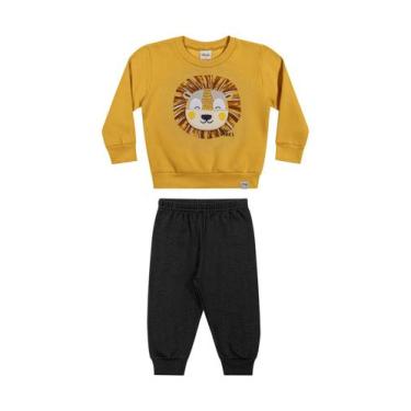 Imagem de Conjunto Calça Bebe Menino Leão Elian, P, Mostarda