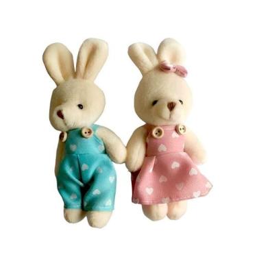 Imagem de Conjunto de Coelhos de Pelúcia para Páscoa Modelo 03 Enfeite Decorativ