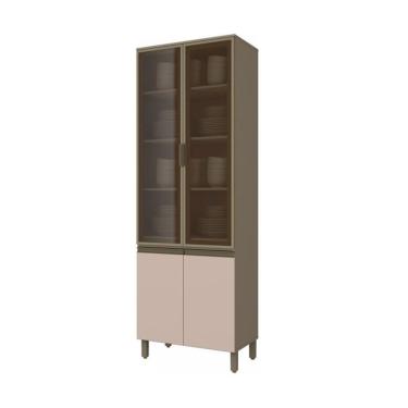 Imagem de Cristaleira Duna Cristal 4 Portas em MDF com Puxadores de Alumínio Bronze Móveis Henn