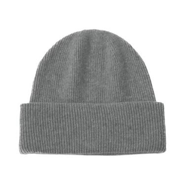 Imagem de Gorro Feminino De Inverno Quente E Macio Em Cashmere Puro, Cor Sólida,