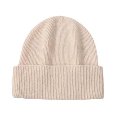 Imagem de Gorro Feminino De Inverno Quente E Macio Em Cashmere Puro, Cor Sólida,