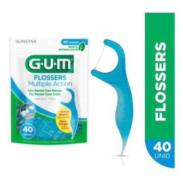 Imagem de Gum Fio Dental Com Haste Flosser Multiple Action Sabor Menta 40 Unidad