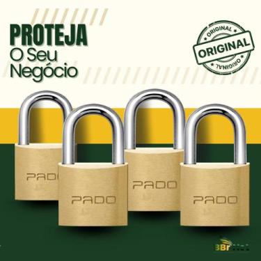 Imagem de Kit 4 Cadeados Pado 20mm Mesmo Segredos Iguais Mesma Chave
