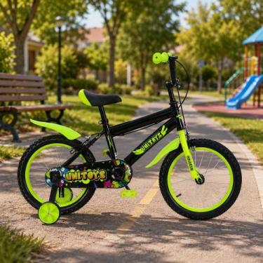 Imagem de Bicicleta Infantil Aro 16 Grafitti Neon Verde Com Rodinhas - Unitoys
