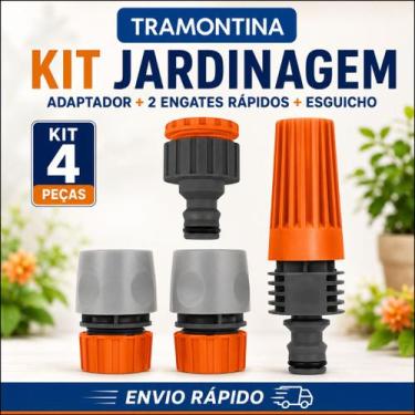 Imagem de Kit Esguicho Engate Bico Mangueira 4 peças Tramontina