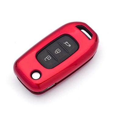 Imagem de WSWJDW 3 Botões Car Key Case Cover Chaveiro Ring Key Bag, apto para Renault Kadjar Captur Symbol Koleos Megane 2016 2017 2018, Vermelho