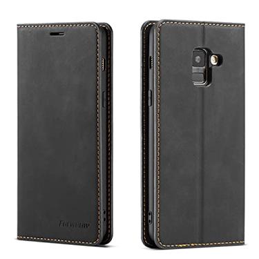 Imagem de Capa para celular multifuncional de couro legítimo carteira para Samsung Galaxy A8 2018/A530,2 em 1 capa carteira magnética flip, capa inferior de TPU com compartimentos para cartões (cor: PRETO)