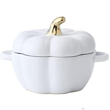 Imagem de OnePine Tigela de porcelana, tigela de sopa criativa de abóbora com tampa, tigela para sobremesa, arroz, cereal, salada e macarrão
