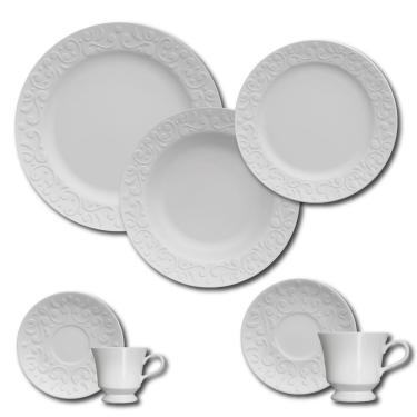 Imagem de Aparelho de Jantar, Chá e Sobremesa 42 Peças Germer Tassel em Porcelana – Branco