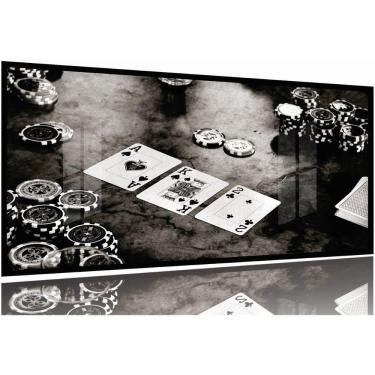 Imagem de Quadro Decorativo Poker Cartas Com Tela Em Tecido 130x60 Moldura Preta 2x2