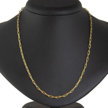 Imagem de Cordão Masculino Elo Quadrado 60Cm Fecho Gaveta Banhado Ouro