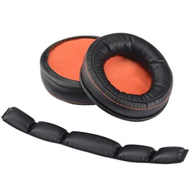 Imagem de Peças de substituição de fone de ouvido Geekria para fones de ouvido SteelSeries Siberia 800 840 com almofadas de orelha/almofadas de orelha/tampas de ouvido/almofadas de reparo, Earpads+Headband