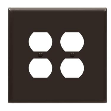 Imagem de ENERLITES Capa dupla para receptáculo duplex, placa de parede para duas saídas, tamanho grande 14 x 14 cm, termoplástico de policarbonato inquebrável, certificação UL, 8822O-BR, marrom