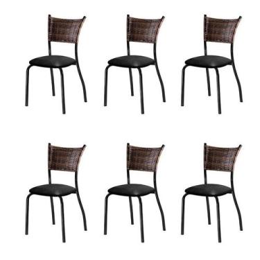 Imagem de Conjunto Com 6 Cadeiras Espanha Iv Preto 89 Cm - Mais Decor