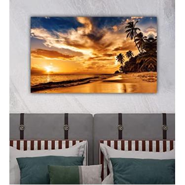 Imagem de Tela Quadro Paisagem Praia Pôr do Sol Decoração Quarto Sala 100x60cm