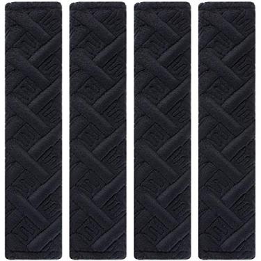 Imagem de Tatuo Pacote com 4 almofadas protetoras de cinto de segurança para carro, capas de cinto de segurança macias e confortáveis, capas de cinto de segurança, capas de cinto de segurança, ajudam a proteger seu pescoço e ombro (preto)