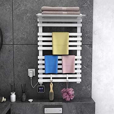Imagem de Yajun Suporte de toalha de banheiro aquecido elétrico termostato design montado na parede economia de espaço suporte de toalha para barras de banheiro, branco-1, L