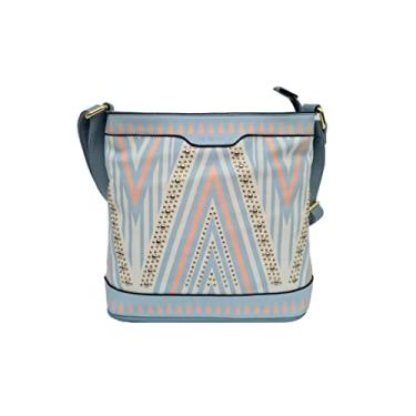 Imagem de Bolsa Feminina Transversal Tiracolo Casual Media Golden Fenix Cor:Azul;tamanho:M