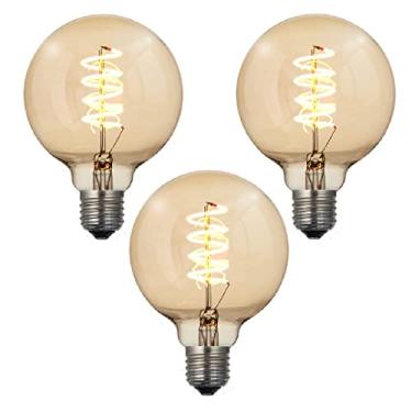Imagem de 3X Lâmpada De Filamento De Led Poptem Espiral G95 4W 110V Dimerizável Decorativa