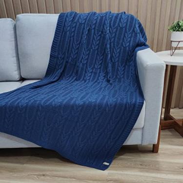Imagem de Manta Trico Sofa Decorativa 150x90cm Usufruto Tricot c003 Cor:BLUE