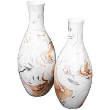 Imagem de Par De Vasos Grandes Em Cerâmica De Sala Decorativos - Mescla - Retrof