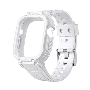 Imagem de KGFCE Para Apple Watch Band Ultra 49mm Capa Protetora TPU Pulseira de Silicone para iWatch Series 8 7SE654 41/45/40/44mm Band (Cor: Branco, Tamanho: 40 mm)