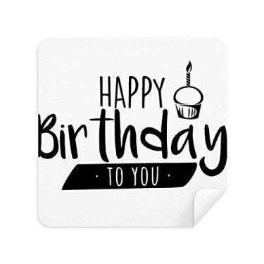 Imagem de DIYthinker Feliz Aniversário Bolo Citação Estilo Pano de Limpeza Tecido Camurça 2 Peças
