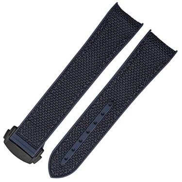 Imagem de GANYUU Pulseira de relógio de silicone de nylon de borracha 20mm 22mm para Omega GMT Planet Ocean Seamaster Diver 300 extremidade curvada pulseira de relógio laranja (cor: marrom, tamanho: 22mm)