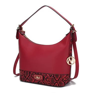 Imagem de MKF Collection Bolsa de ombro para mulheres, bolsa de couro vegano Hobo Fashion bolsa carteiro, Diana, vermelho