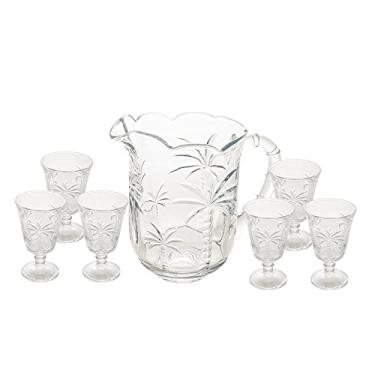 Imagem de LYOR Conjunto de Jarra e 6 Taças de Cristal Palm 1,3L/240ml - Mesa Posta - Itens Para Casa - Utensílios de Cozinha - Enxoval - Casamento - Decoração - Utilidades Domésticas