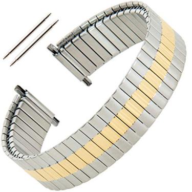 Imagem de Gilden Pulseira de relógio masculina de aço inoxidável extra longa de dois tons 17-22 mm 534-TL