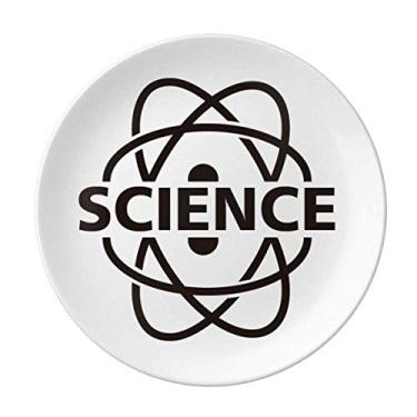 Imagem de Prato decorativo de porcelana com estrutura molecular científica em torno da placa