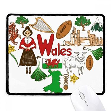 Imagem de Wales Love Heart UK Landscap Mouse pad com borda costurada para jogos