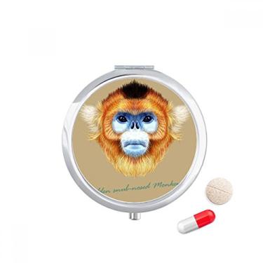 Imagem de Golden Snub-Nose Macaco Animal Pill Case Pocket Medicine Storage Box Dispenser Recipiente