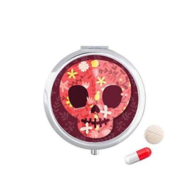 Imagem de Porta-comprimidos Pink Skulls Mexico Day of Dead Caixa de armazenamento de medicamentos dispensador de comprimidos