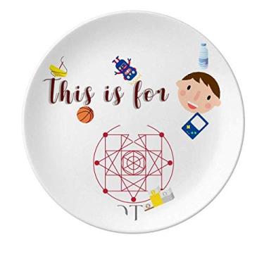 Imagem de Prato de porcelana quadrado triangular de linha redonda para jantar masculino