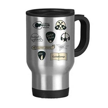 Imagem de Fone de ouvido com estampa de instrumento musical, caneca de viagem, tampa de aço inoxidável, copo de carro, garrafa térmica