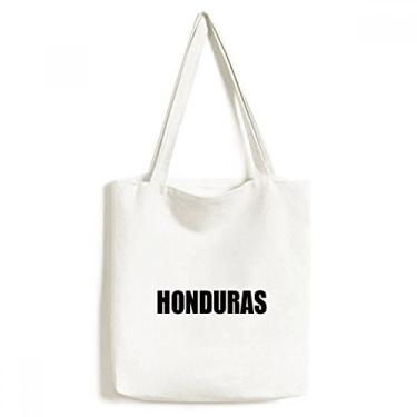 Imagem de Bolsa de compras de lona ecológica preta com nome do país de Honduras, lavável