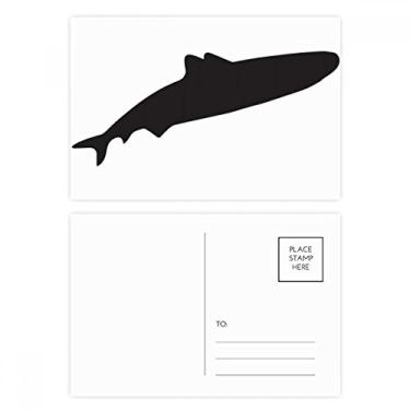 Imagem de Conjunto de cartões postais Streamline Shark Fierce Fish Contorno de peixes de aniversário cartão de agradecimento