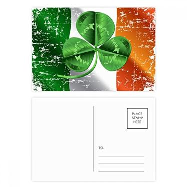 Imagem de Cartão postal verde bandeira nacional do trevo da Irlanda conjunto de cartões postais de aniversário para enviar cartões de agradecimento