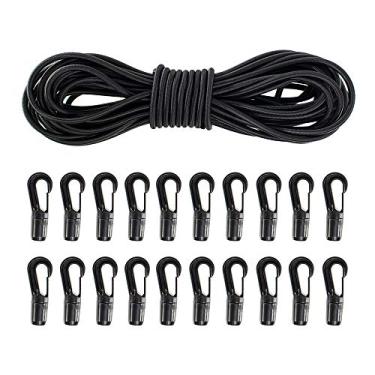 Imagem de Corda elástica de choque e ganchos PARACORD Planet de 0,63 cm – Corda elástica com ganchos de corda de choque elástico – caiaques, acampamento, barcos, exercícios, fitness e uso ao ar livre (7,5 m, 10 ganchos)