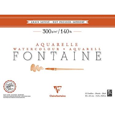 Imagem de CLAIREFONTAINE Papel Aquarela Fontaine Satiné 30X40cm 300g/m², 96351C, Branco