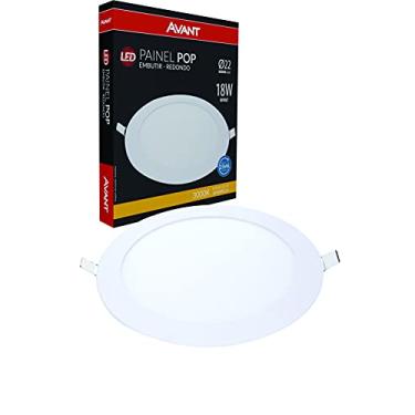 Imagem de Painel Plafon LED 18W de Embutir Redondo 22cm, Bivolt, 3000k Branco Quente, Avant