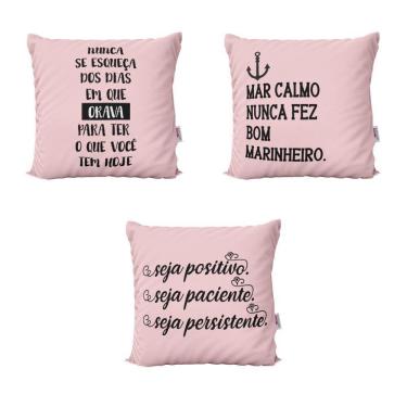 Imagem de Almofadas Rosa Frases Nunca Se Esqueça Sofá 40X40