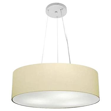 Imagem de Lustre Pendente Cilíndrico Cúpula Tecido 50x15 cm, Vivare Iluminação, Pendente4134 LA, Algodão Cru, Médio