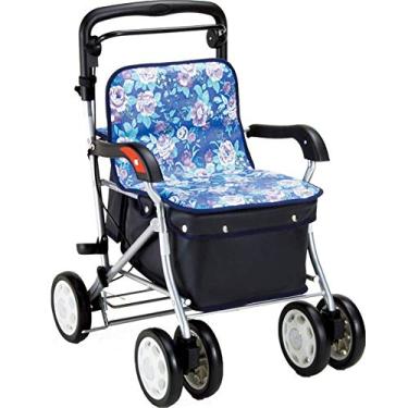 Imagem de Andador de 4 rodas de alumínio com cesta de compras Andador dobrável para auxiliar de mobilidade para idosos Andador com rodinhas ajustável em altura, A (A) Present