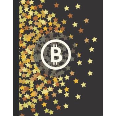 Imagem de Bitcoin Notebook; Black Cover Gold Star Bitcoin Design, Bitcoin Notebook Gift,: Bitcoin Trader Gift, ''8.5 x 11'' ınc 100 Pages