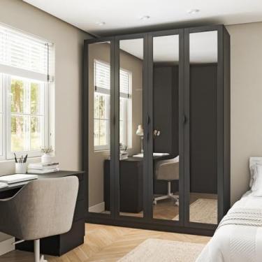 Imagem de Guarda Roupa Modulado 4 Portas Reflecta Hera Cabecasa Madeiramadeira Preto